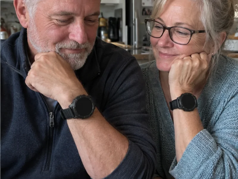 Two people wearing Vantrek X1 watches